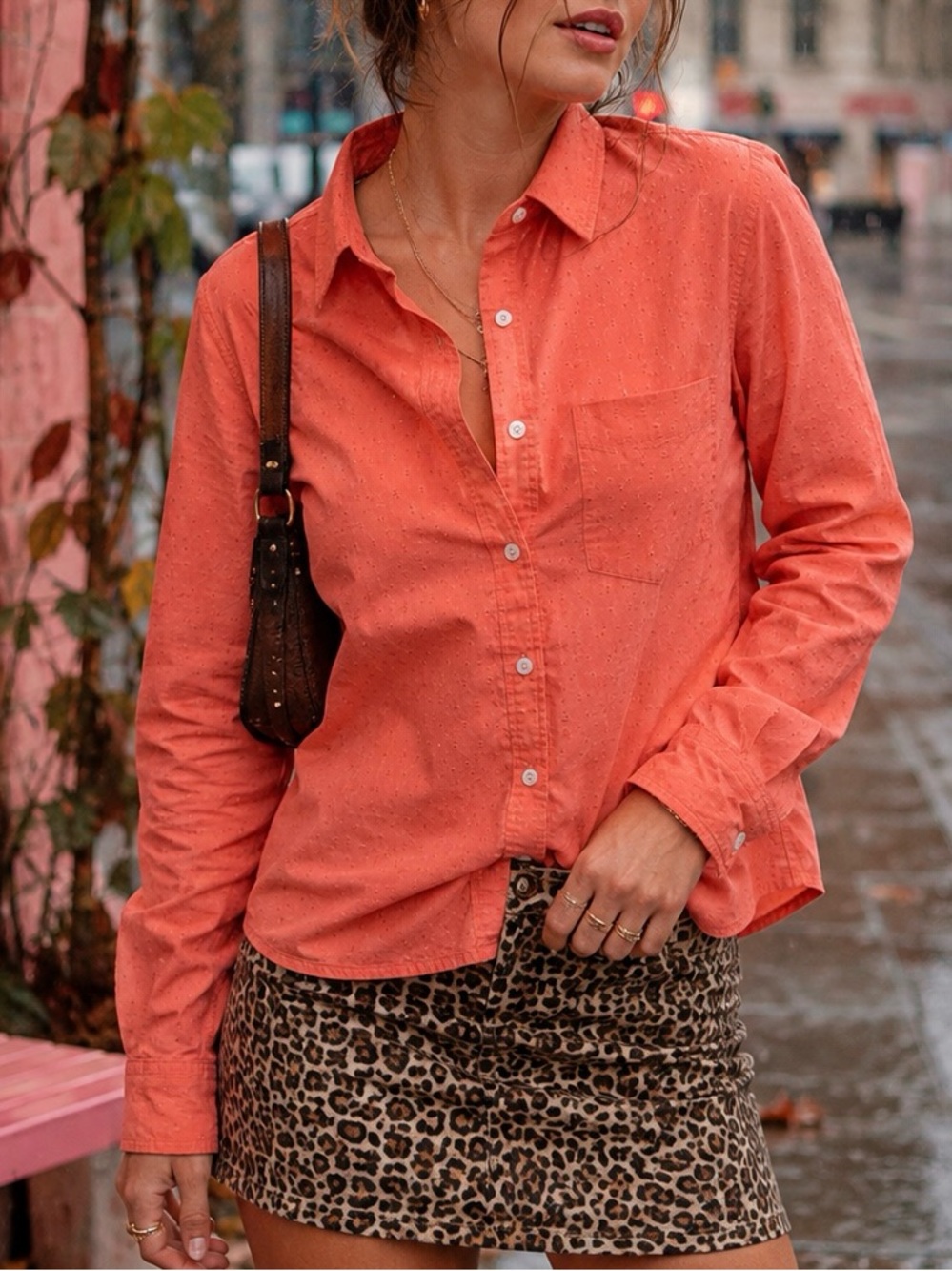 Merona Women's Orange Button-Down Shirt – Size Medium